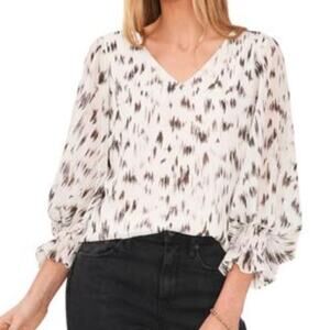 Vince Camuto V-Neck Blouse in Ivory, Size S​​​​